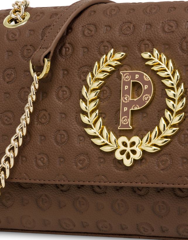 Borsa a spalla in vitello Heritage Logo Embossed Photo 5