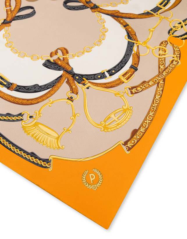 Silk scarf with straps and stirrups print Photo 3