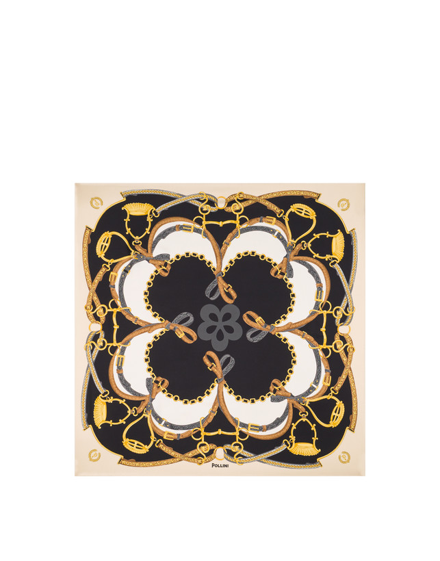 Silk scarf with straps and stirrups print Photo 1