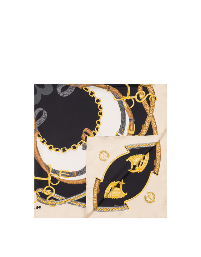 Silk scarf with straps and stirrups print Photo 2