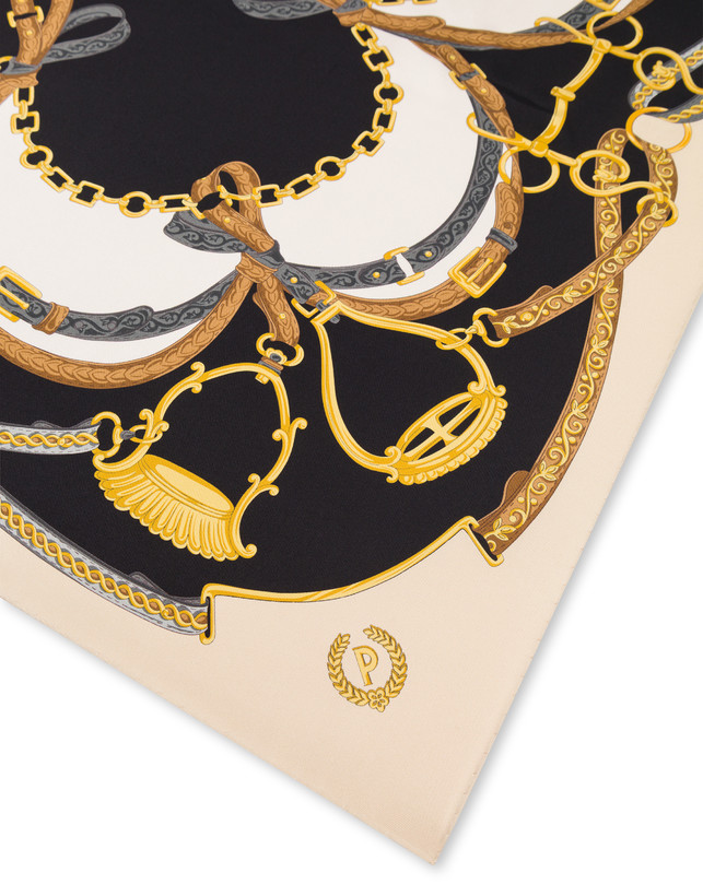 Silk scarf with straps and stirrups print Photo 3