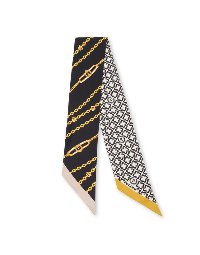 Silk bandana with double decorative print. Photo 1