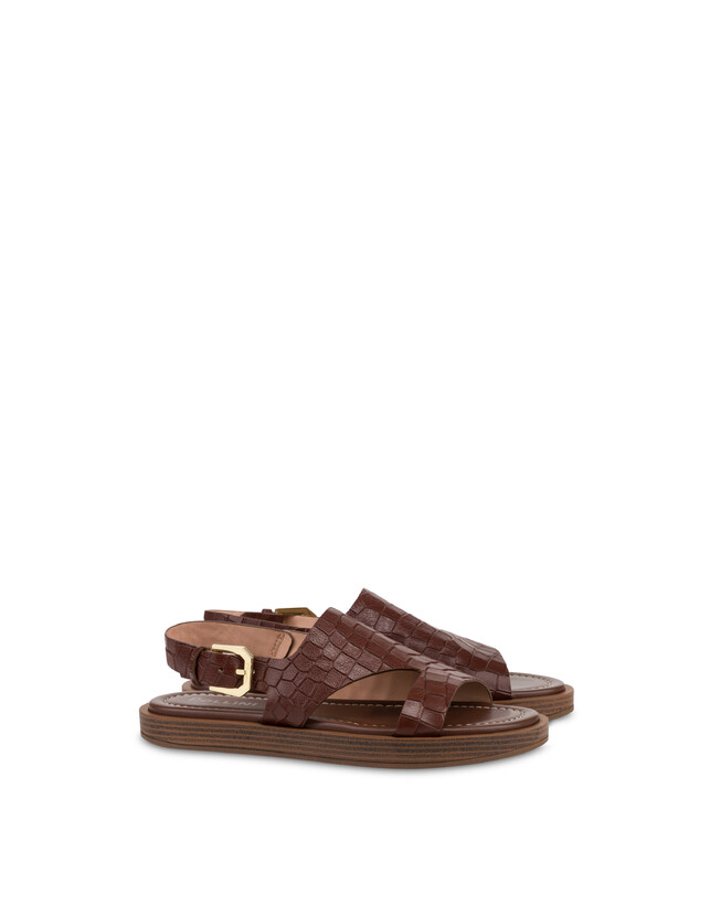 Sandale Flat Como aus Ziegenleder mit Kroko-Optik Photo 2