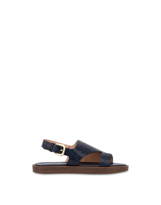 Sandale Flat Como aus Ziegenleder mit Kroko-Optik Photo 1