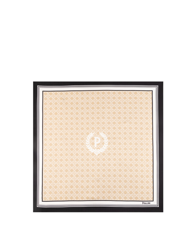 Foulard In Seta Con Stampa geometrica e logo centrale Photo 2