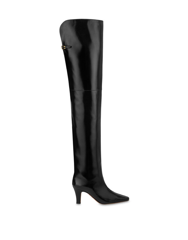 Muse-Overknee-Stiefel aus Lackleder und Wildleder Photo 1