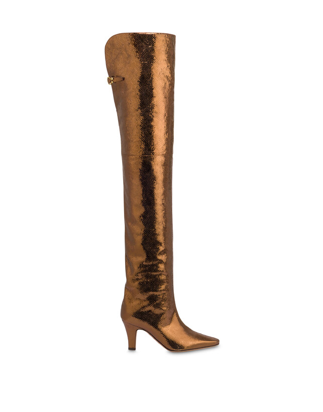 Muse-Overknee-Stiefel aus Ziegenleder mit Viper-Prägung Photo 1