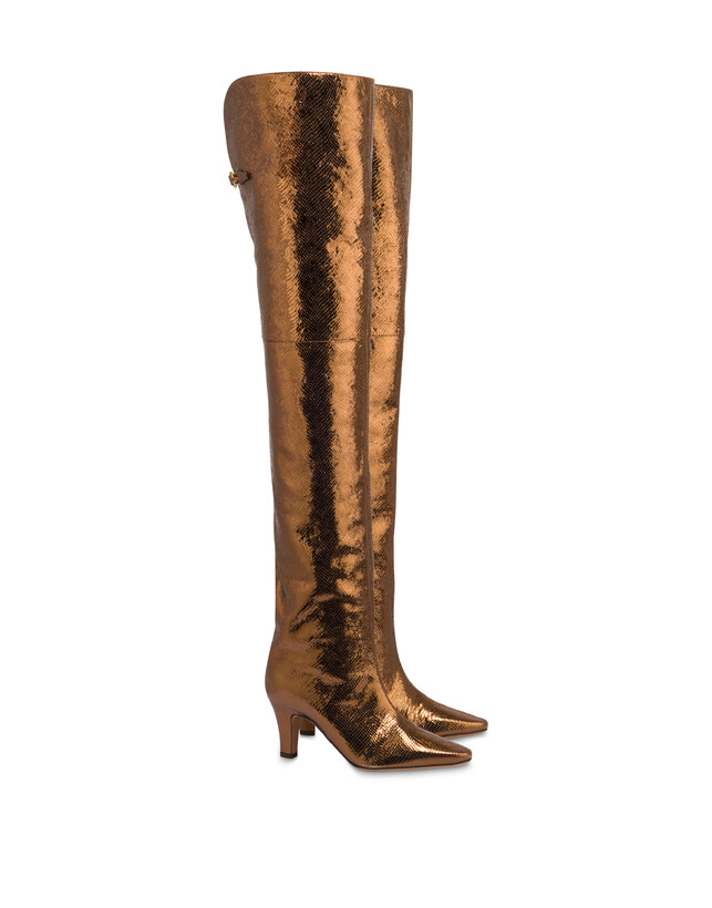 Muse-Overknee-Stiefel aus Ziegenleder mit Viper-Prägung Photo 2