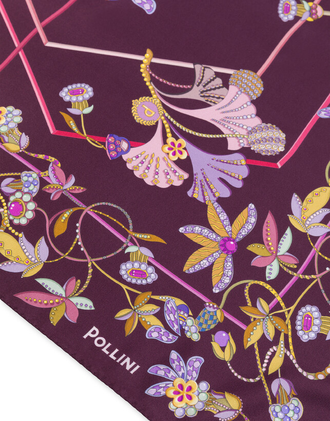 Foulard in seta con stampa Fiori Gioiello Photo 3