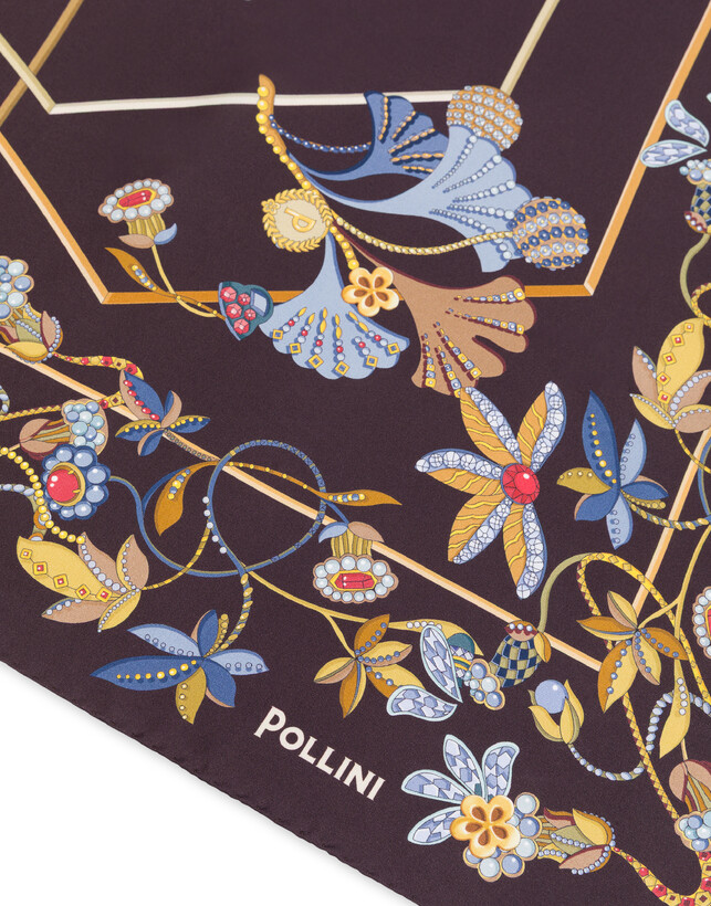 Foulard in seta con stampa Fiori Gioiello Photo 3