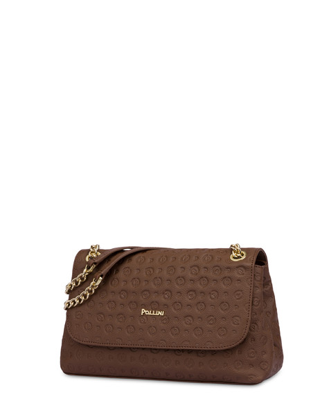 Heritage Logo Embossed Shoulder Bag Brown