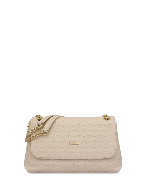 Heritage Logo Embossed Shoulder Bag Ivory