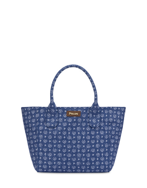 Kleine Tragetasche Aus Heritage Jacquard Blau / Braun