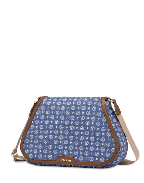 Borsa A Tracolla Heritage Denim Jacquard Blu/marrone
