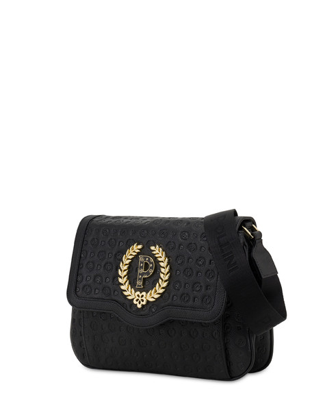 Heritage Logo Embossed Shoulder Bag Black