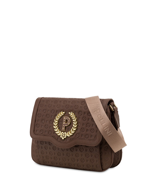 Heritage Logo Embossed Shoulder Bag Brown