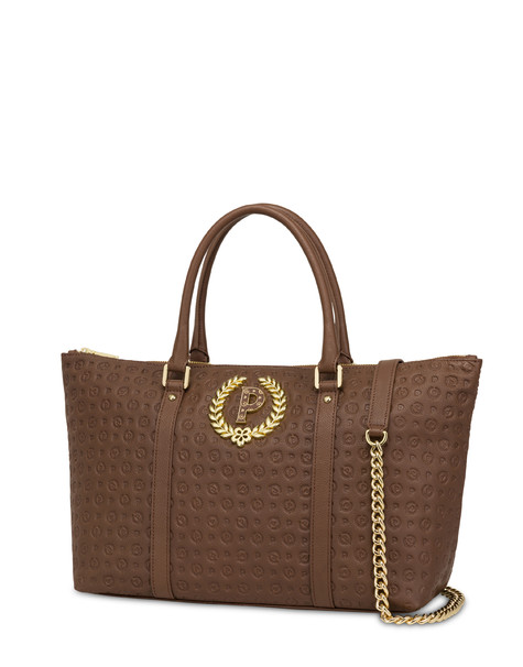 Shopping Bag Heritage Logo Embossed Marrone