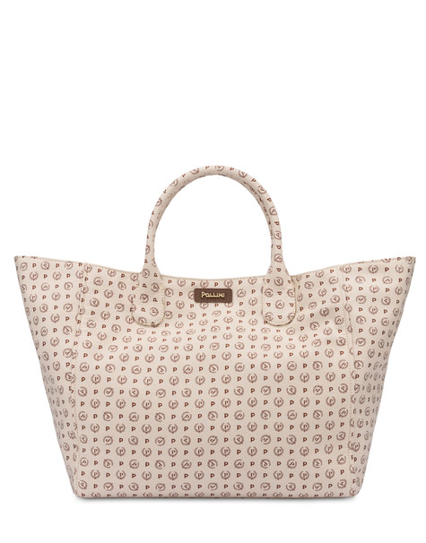 Heritage Jacquard Big Tote Bag Ivory/brown