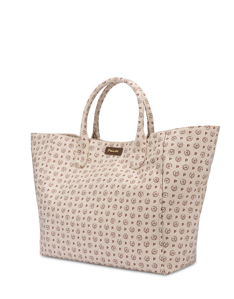 Heritage Jacquard Big Tote Bag Ivory/brown