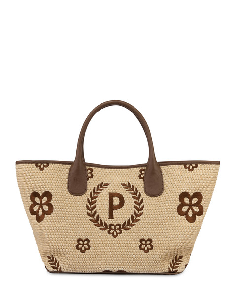 Tote Bag In Paglia Macro Heritage Medium Naturale/t.moro/marrone