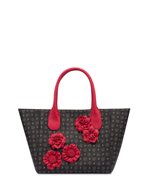 Heritage Flowers Medium Tote Bag Black/red