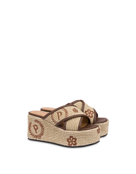 Sandali Con Zeppa Macro Heritage Naturale/marrone
