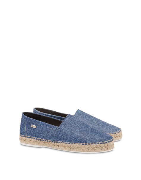 Espadrillas In Capra Stampa Denim Blu