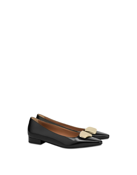 Ballerine In Vitello Abrasivato Bullion Nero