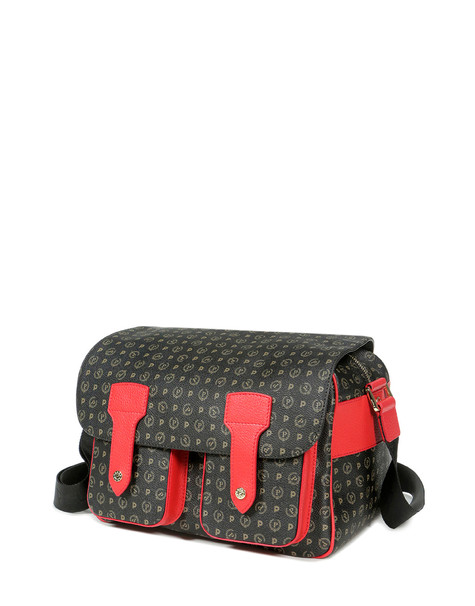 Heritage Logo Classic Multi-pocket Shoulder Bag Black/laky Red