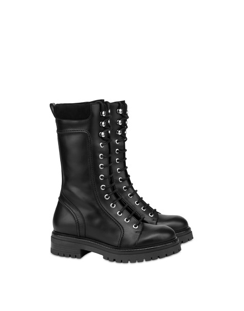 Combat Boot In Vitello Moorland Nero/nero