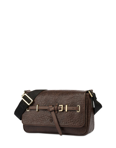 Borsa A Spalla Effetto Bottalato Belt Marrone/marrone