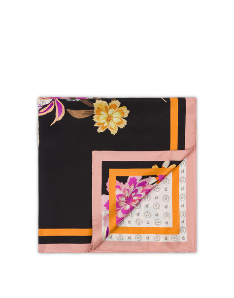 Foulard In Seta Con Stampa Fiori Rosa