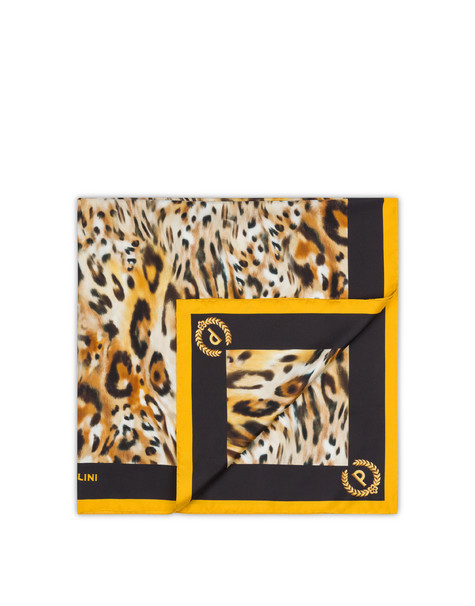 Silk Scarf With Animal Print Yellow