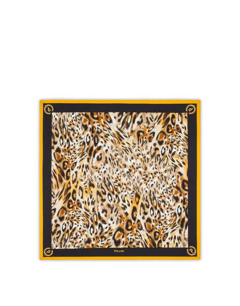 Silk Scarf With Animal Print Yellow