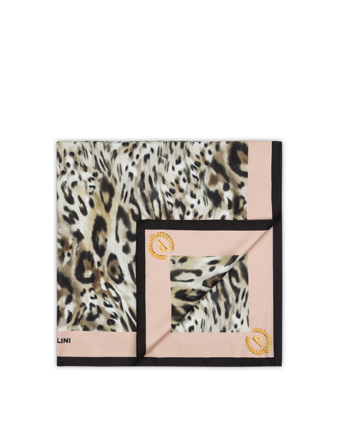 Foulard In Seta Con Stampa Animalier Rosa