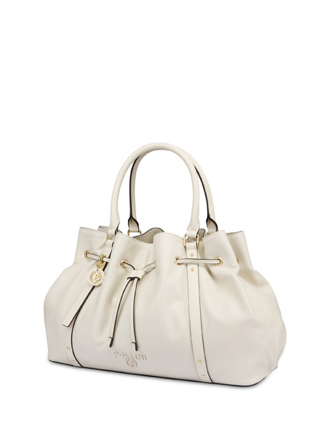 Serena Double Handle Bag In Nappa Leather Ivory/ivory