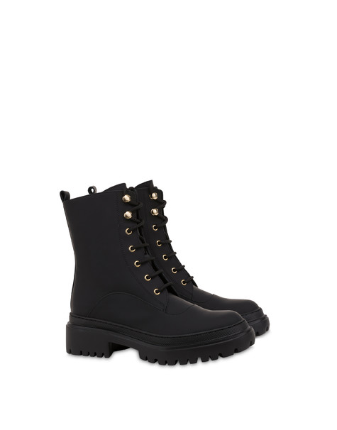 Combat Boot In Vitello Gommato Winter Step Nero