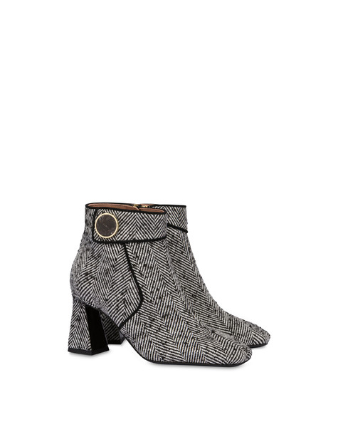 Dama Herringbone Fabric Boots White-black/black