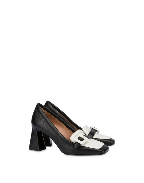 Ursula Tumbled Calfskin Pump Black/ice