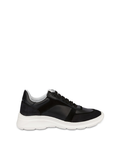 Roomy Sneakers In Calfskin, Nubuck And Split Leather Black/black/black/black/black