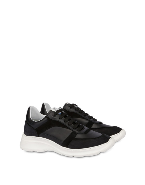 Roomy Sneakers In Calfskin, Nubuck And Split Leather Black/black/black/black/black