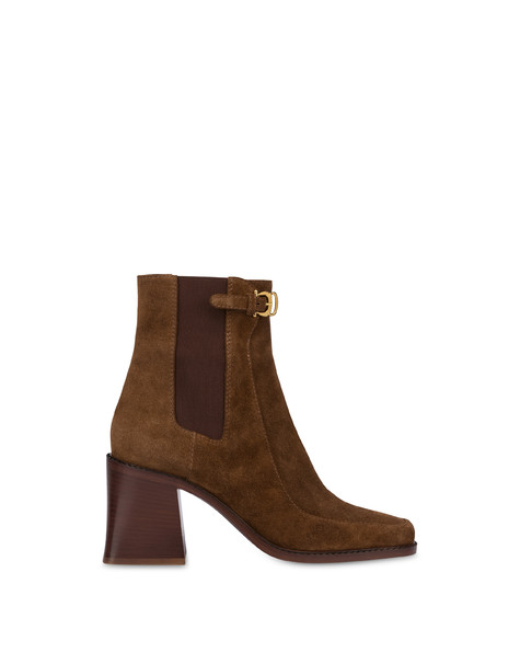 Eva Split Leather Ankle Boots Caramel