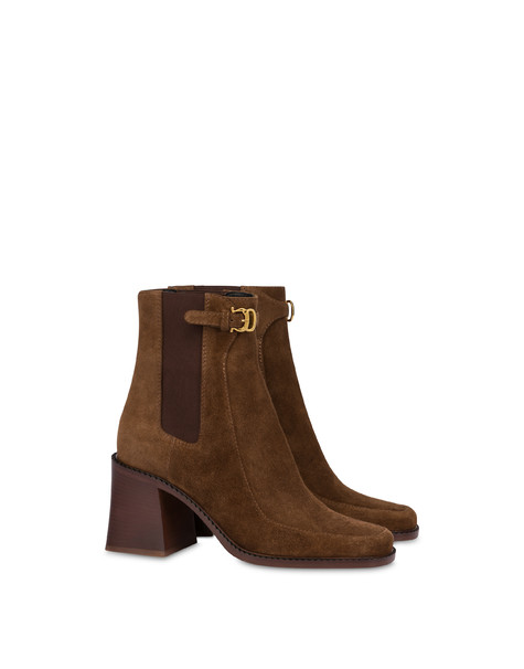 Eva Split Leather Ankle Boots Caramel