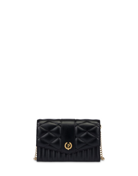 Matelassé Quilted Clutch Bag With Mirror Black