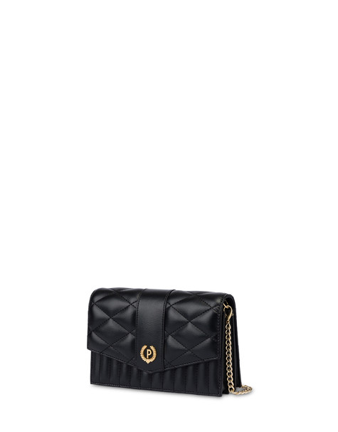 Matelassé Quilted Clutch Bag With Mirror Black