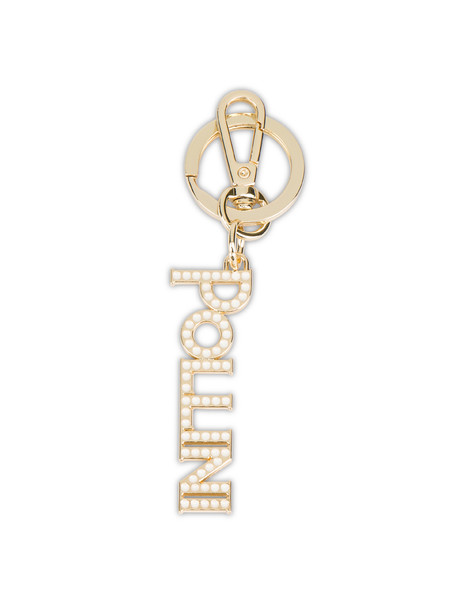 Keychain With Logo And Rhinestones Gold/ivory