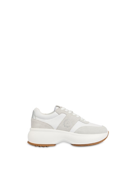 Emily Calfskin And Split-leather Sneakers Cloud/cloud/silver