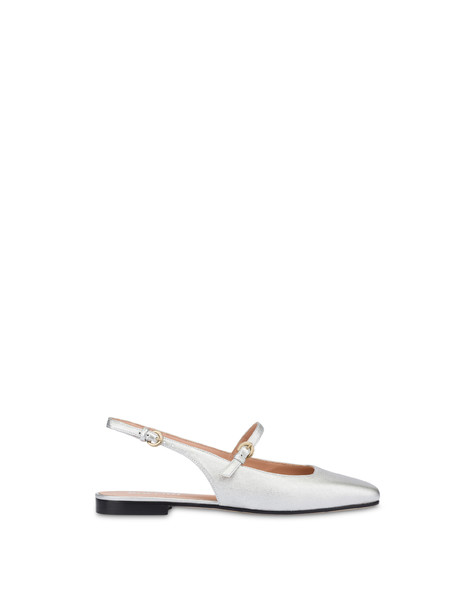 Nina Nappa Leather Slingback Ballerinas Silver