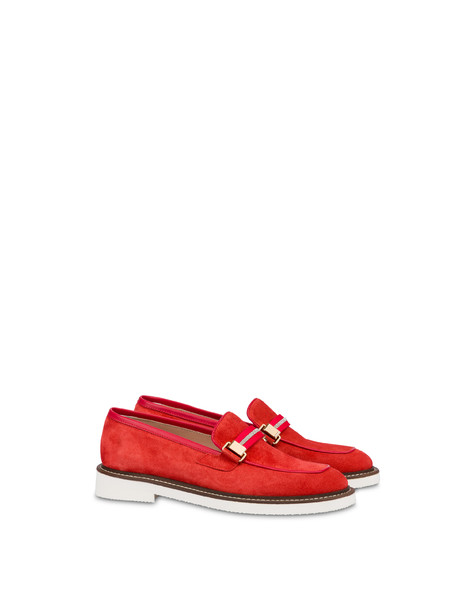 Mannish Split Leather Loafers Flame/flame