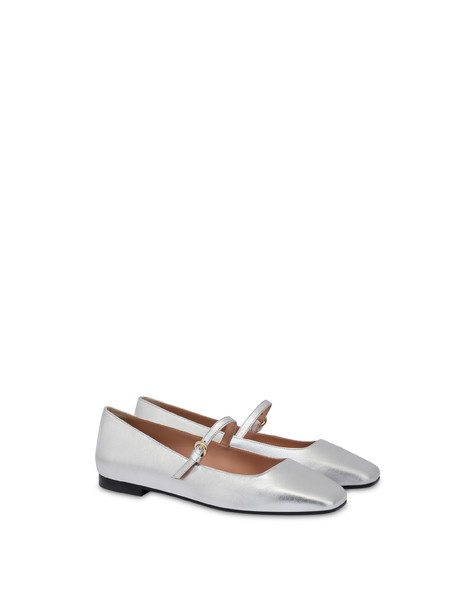 Nina Metallic Nappa Leather Ballet Flats Silver